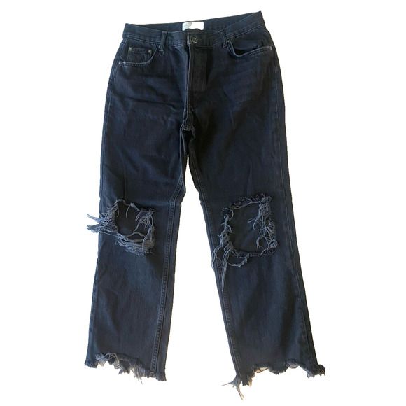 We the Free Jeans Womens Size 28 Black Thrashed Distressed Maggie Denim Pants - Picture 7 of 14